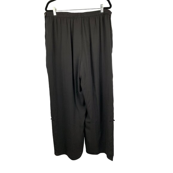 Citron Santa Monica Womens 0X Black Wide-Leg Pants 95% Silk 5% Spandex - Picture 2 of 4